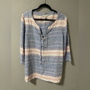 Tommy Bahama Multicolor Striped Lace-Up Top